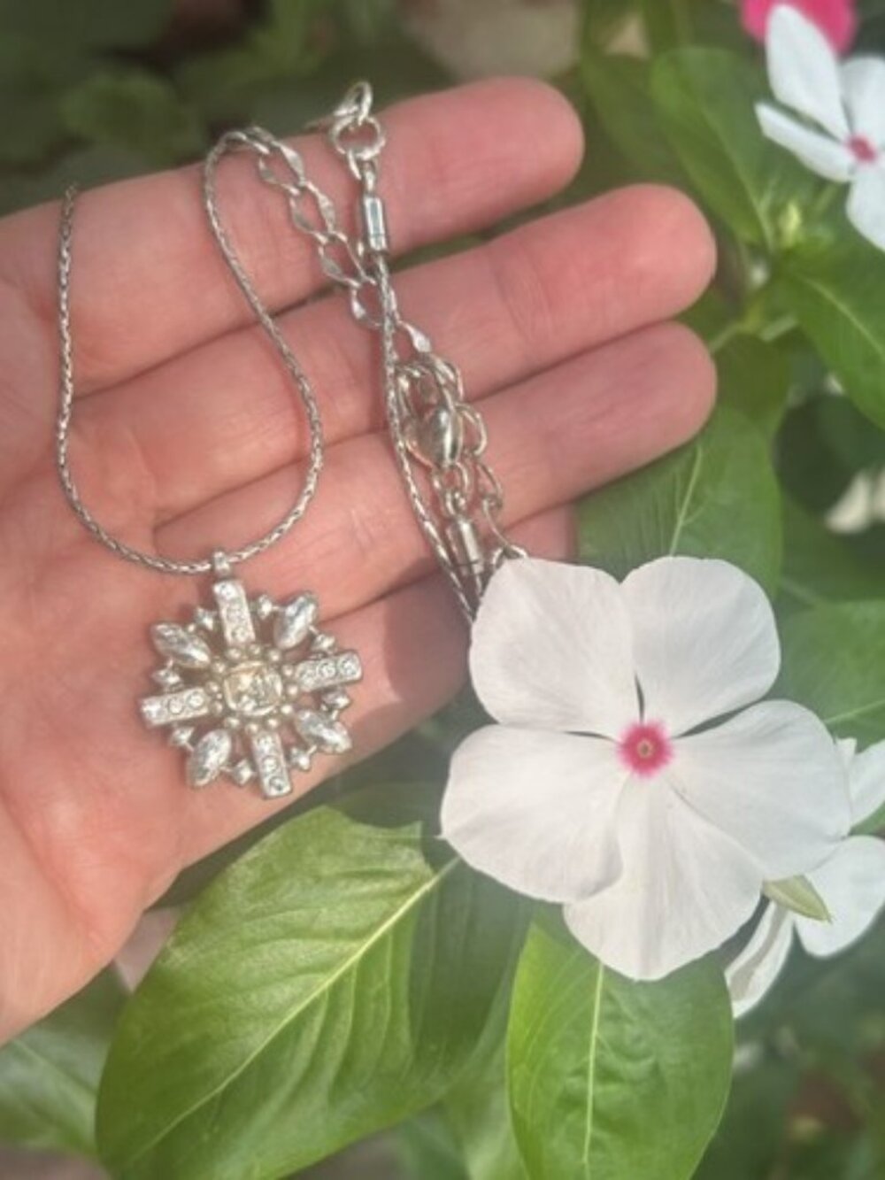 BRIGHTON “Artica Snowflake” Swarovski Crystal Silver Pendant Necklace